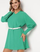 j studio Rochie Verde Evazată Tip cutie cu Mâneci bufante Gwelan