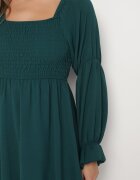 j studio Rochie verde închis evazată cu partea de sus elastică și volane la mâneci Saviella