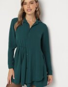j studio Rochie Verde închisă Asimetrică cu croială tip cămașă cu elastic în talie Elodina