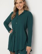 j studio Rochie Verde închisă Asimetrică cu croială tip cămașă cu elastic în talie Elodina