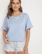 j studio Tricou Albastru cu Viscoză cu croială liliac Tanariona
