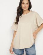 j studio Tricou Bej cu Vâscoză cu croi liliac Tanariona