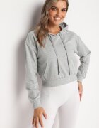 j.style Bluză gri deschisă cu adaos de bumbac cu glugă finisată cu manșete Evista