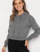 j.style Bluză gri închisă cu adaos de bumbac cu glugă finisată cu manșete Evista