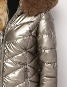 j.style Geacă Aurie Metalică Matlasată cu Glugă Eclaris