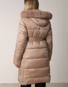 j.style Geacă Bej Matlasată Sub Genunchi cu Blană Decorativă Velveti