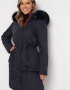j.style Geacă Bleumarin Reversibilă Până la genunchi Cu glugă Cu blană Zephyro