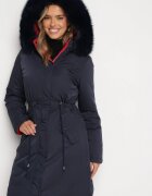 j.style Geacă Bleumarin Reversibilă Până la genunchi Cu glugă Cu blană Zephyro