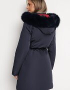 j.style Geacă Bleumarin Reversibilă Până la genunchi Cu glugă Cu blană Zephyro