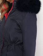 j.style Geacă Bleumarin Reversibilă Până la genunchi Cu glugă Cu blană Zephyro