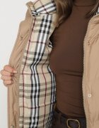 j.style Geacă Lungă Matlasată Bej închis cu Glugă Genama