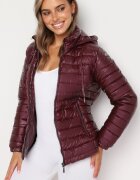 j.style Geacă Matlasată Bordo Finisată cu Glugă Detașabilă și Elastic la Mâneci Mivisea