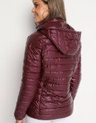 j.style Geacă Matlasată Bordo Finisată cu Glugă Detașabilă și Elastic la Mâneci Mivisea
