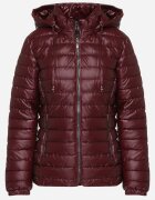 j.style Geacă Matlasată Bordo Finisată cu Glugă Detașabilă și Elastic la Mâneci Mivisea