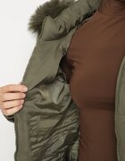 j.style Geacă Matlasată Verde închis cu Glugă cu Blană în Stil Clasic Mindrie