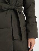 j.style Geacă matlasată verde închisă cu glugă cu blană detașabilă și curea de legat Kikira