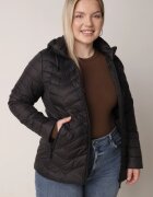 j.style Geacă Neagră Matlasată de Tranziție cu Glugă cu Croială Cambrată Lissanoria