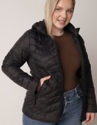 j.style Geacă Neagră Matlasată de Tranziție cu Glugă cu Croială Cambrată Lissanoria