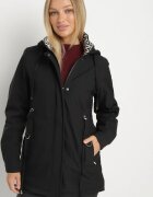 j.style Geacă neagră Parka cu glugă cu căptușeală decorativă Tiolara