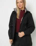 j.style Geacă neagră Parka cu glugă cu căptușeală decorativă Tiolara