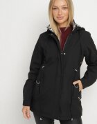 j.style Geacă neagră Parka cu glugă cu căptușeală decorativă Tiolara