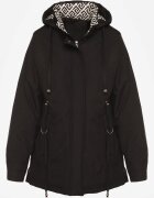 j.style Geacă neagră Parka cu glugă cu căptușeală decorativă Tiolara