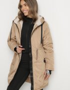 j.style Geacă Parka Bej închis Clasică cu Căptușeală de blană Olenevia
