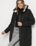 j.style Geacă Parka Clasică Neagră cu Căptușeală de Blană Olenevia