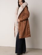 j.style Geacă Parka Maro cu Glugă Căptușeală din blană și Șnur în talie Semarien