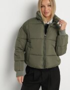 j.style Geacă Puffer Matlasată Verde închis cu Croială Dreaptă cu Manșete Elastice Suzzana