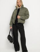j.style Geacă Puffer Matlasată Verde închis cu Croială Dreaptă cu Manșete Elastice Suzzana