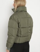 j.style Geacă Puffer Matlasată Verde închis cu Croială Dreaptă cu Manșete Elastice Suzzana