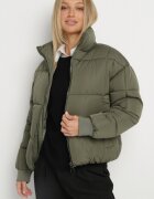 j.style Geacă Puffer Matlasată Verde închis cu Croială Dreaptă cu Manșete Elastice Suzzana