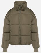j.style Geacă Puffer Matlasată Verde închis cu Croială Dreaptă cu Manșete Elastice Suzzana