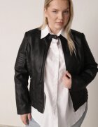 j.style Geacă Ramones Neagră cu croială cambrată cu guler ridicat cu capse Lissae