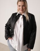 j.style Geacă Ramones Neagră cu croială cambrată cu guler ridicat cu capse Lissae