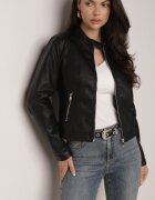 j.style Geacă Ramones Neagră Netedă cu croială cambrată Tessalin