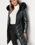 j.style Geacă Verde închis Metalică Matlasată cu glugă Eclaris