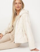 j.style Jachetă bej casual de blană artificială cu glugă Nindrie