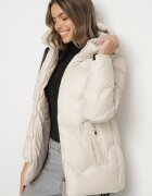 j.style Jachetă bej închis matlasată cu glugă decorată cu șnururi Olittia