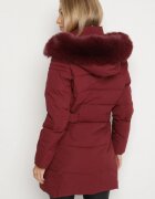 j.style Jachetă Bordeaux de iarnă matlasată și cu glugă cu blană Gisatte