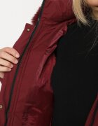 j.style Jachetă Bordeaux de iarnă matlasată și cu glugă cu blană Gisatte