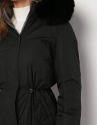 j.style Jachetă Gri-Negru Reversibilă sub genunchi cu glugă cu blană Zephyro