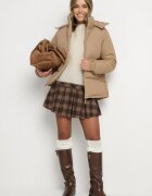 j.style Jachetă matlasată bej închisă croială boxy cu glugă Anena