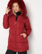 j.style Jachetă Matlasată Bordo cu Glugă cu Blană Nenadria