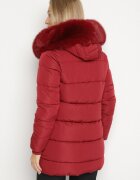 j.style Jachetă Matlasată Bordo cu Glugă cu Blană Nenadria