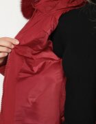 j.style Jachetă Matlasată Bordo cu Glugă cu Blană Nenadria