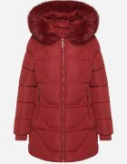 j.style Jachetă Matlasată Bordo cu Glugă cu Blană Nenadria