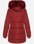 j.style Jachetă Matlasată Bordo cu Glugă cu Blană Nenadria