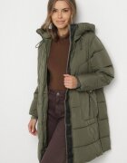 j.style Jachetă Matlasată Verde închis cu Glugă și Fermoare laterale Lindrie